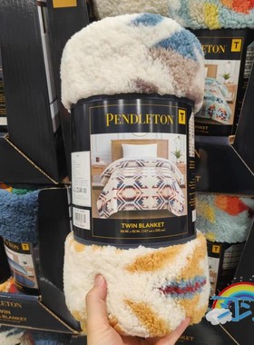 开市客代购 PENDLETON 羊羔绒毯子 毛毯随意毯167*233cm 节日送礼