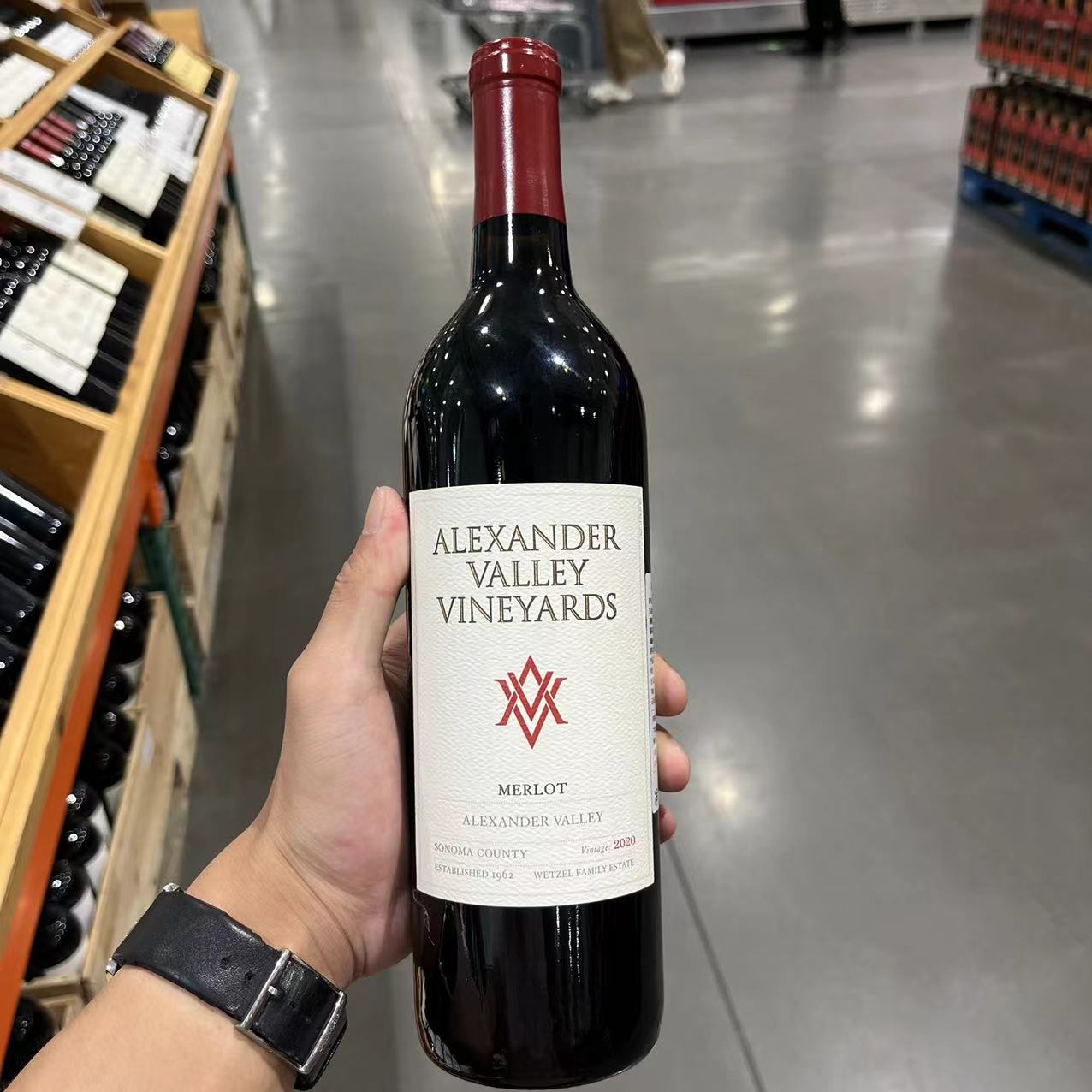 国内开市客代购 美国ALEXANDER VALLEY庄园梅洛干红葡萄酒750ml瓶