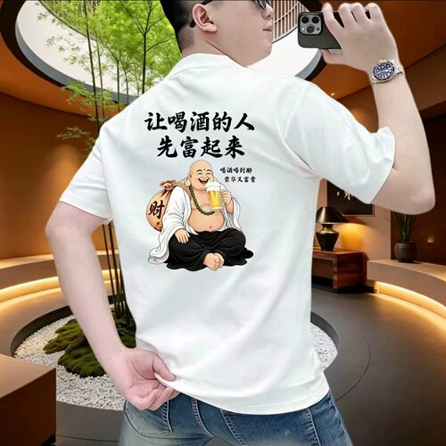 夏季佛像印花男士短袖T恤潮牌