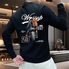 2025新款欧货时尚男士秋冬加绒加厚圆领长袖印花图案个性潮流卫衣