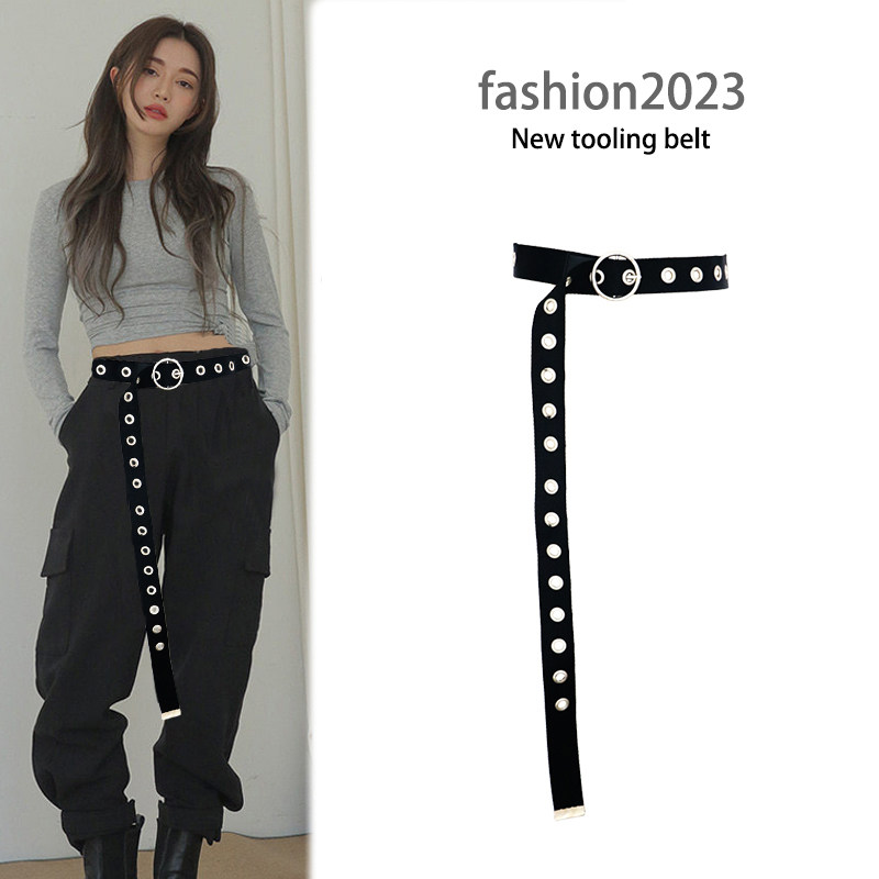 女多孔嘻哈朋克工装裤腰带