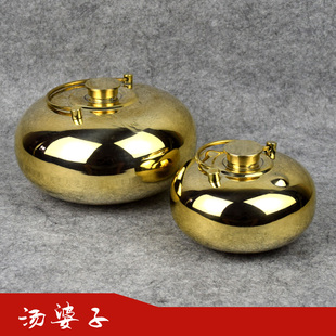 婚庆铜汤婆子捂脚炉 热水暖手宝汤捂子手工暖水壶 加厚龙凤铜汤壶