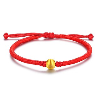 深圳水贝手链女猫眼珠转运珠金包银本命年红绳男小金珠手绳情侣款