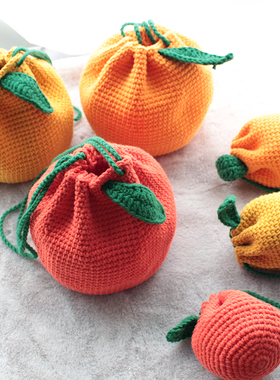 乐编丑橘子包包蛋袋零钱自制毛线diy斜跨成品手工编织钩针 材料包