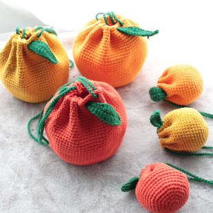 乐编丑橘子包包蛋袋零钱自制毛线diy斜跨成品手工编织钩针 材料包
