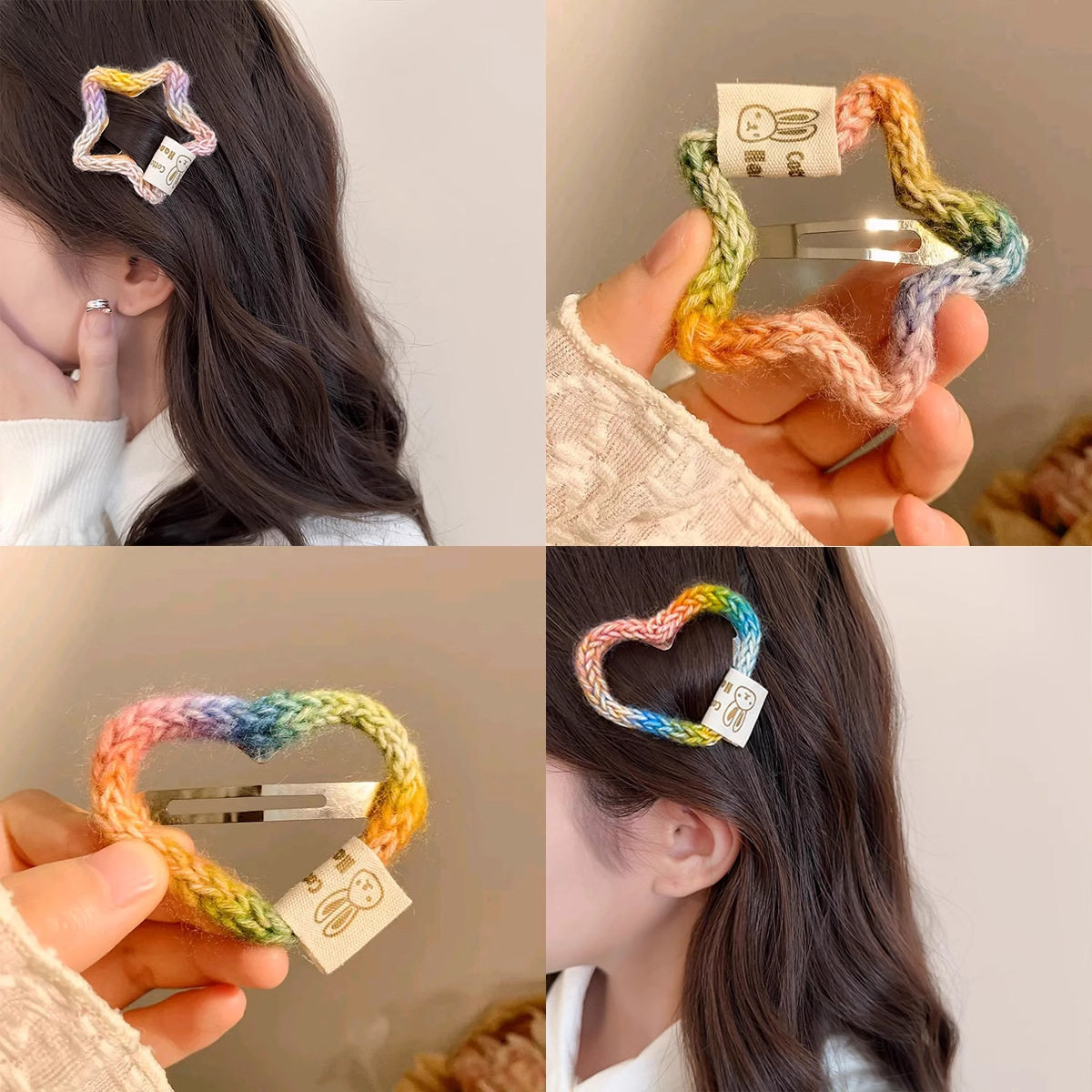 彩色手工编织毛绒星星发夹女前额侧边刘海夹bb夹头饰后脑勺发卡子,饰品/流行首饰/时尚饰品新,发饰,淘宝优惠券,粉丝福利购,淘宝优惠卷