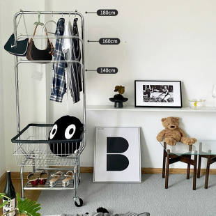 店置物架衣帽架移动推车隔夜 福利多家居衣架落地卧室挂衣架子服装