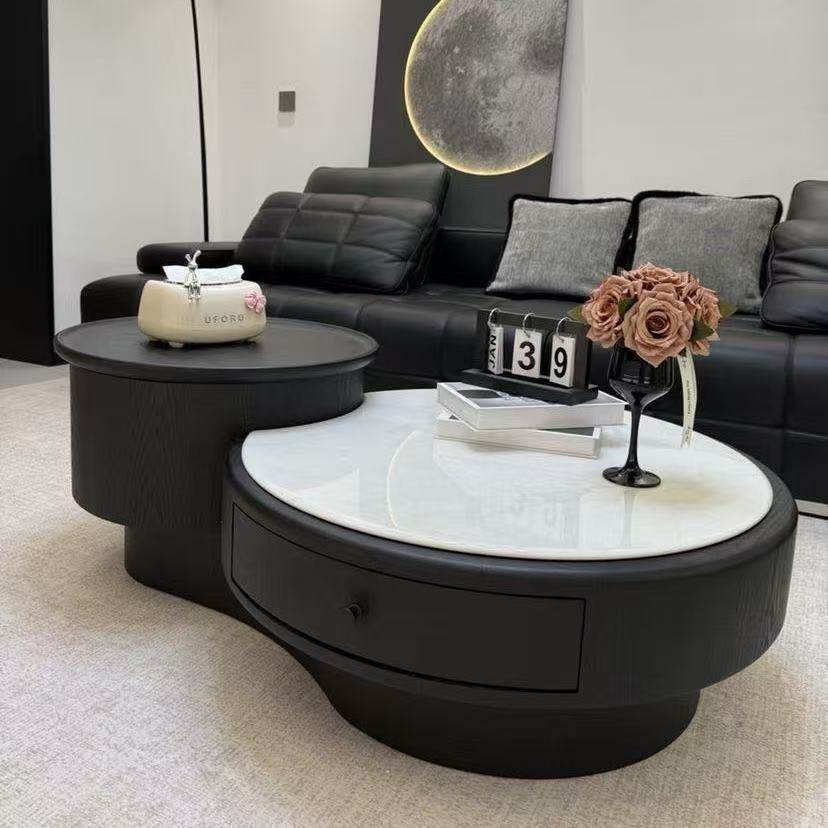 茶几客厅2025新款高级感意式极简风设计单双抽屉储物升降圆形茶几,商业/办公家具,茶台/茶桌,淘宝优惠券,粉丝福利购,淘宝优惠卷
