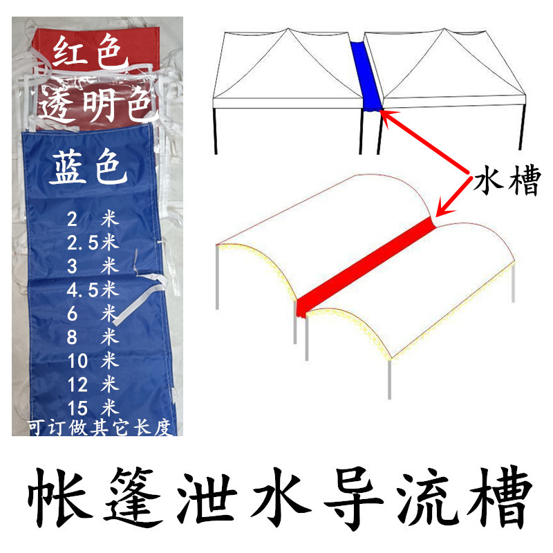 四脚伞帐篷泄水槽防水挡雨布摆摊雨棚走水布拼接遮阳蓬排水导流槽