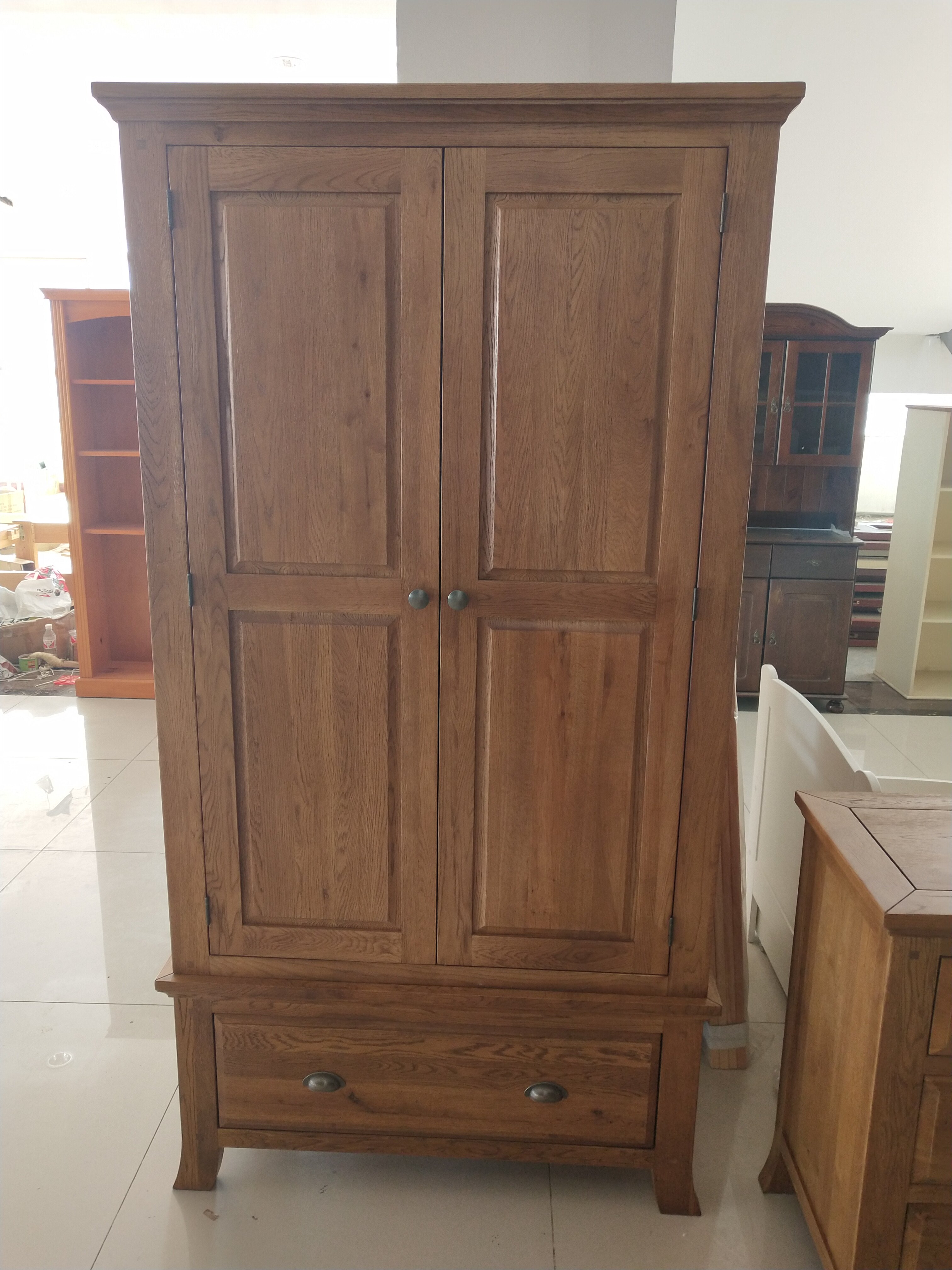 美国白橡木衣柜实木衣柜两门衣柜经济型双开门衣柜