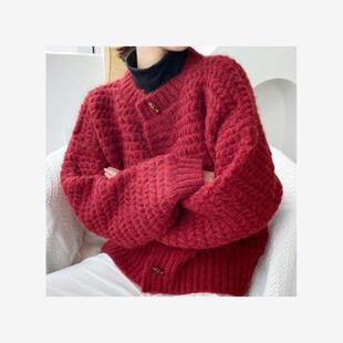 2025春秋装针织衫女新款洋气外穿休闲百搭爆款宽松麻花毛衣外套女