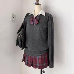 【刺绣V领毛衣】原创6色JK制服校供百搭学院风针织衫校供感秋冬春