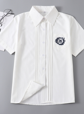 【温柔一刀】前风琴衬衫JK制服女长短袖 奶白色校供班服