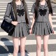 送领结 哗叽面料灰色JK制服学院校服 灰二本 正统水手服