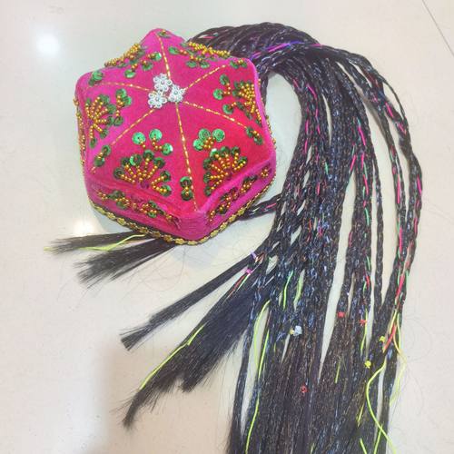 新疆儿童帽子辫子帽纯手工帽子维吾尔族帽子