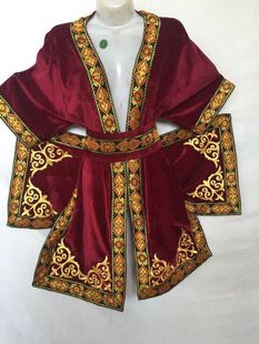 表演成人维吾尔族舞蹈唐装 大褂舞台新款 中演出服 民族服装 男装