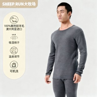 SHEEP RUN大牧场 美利奴羊毛男士17.5微米230-400g保暖上衣抑菌