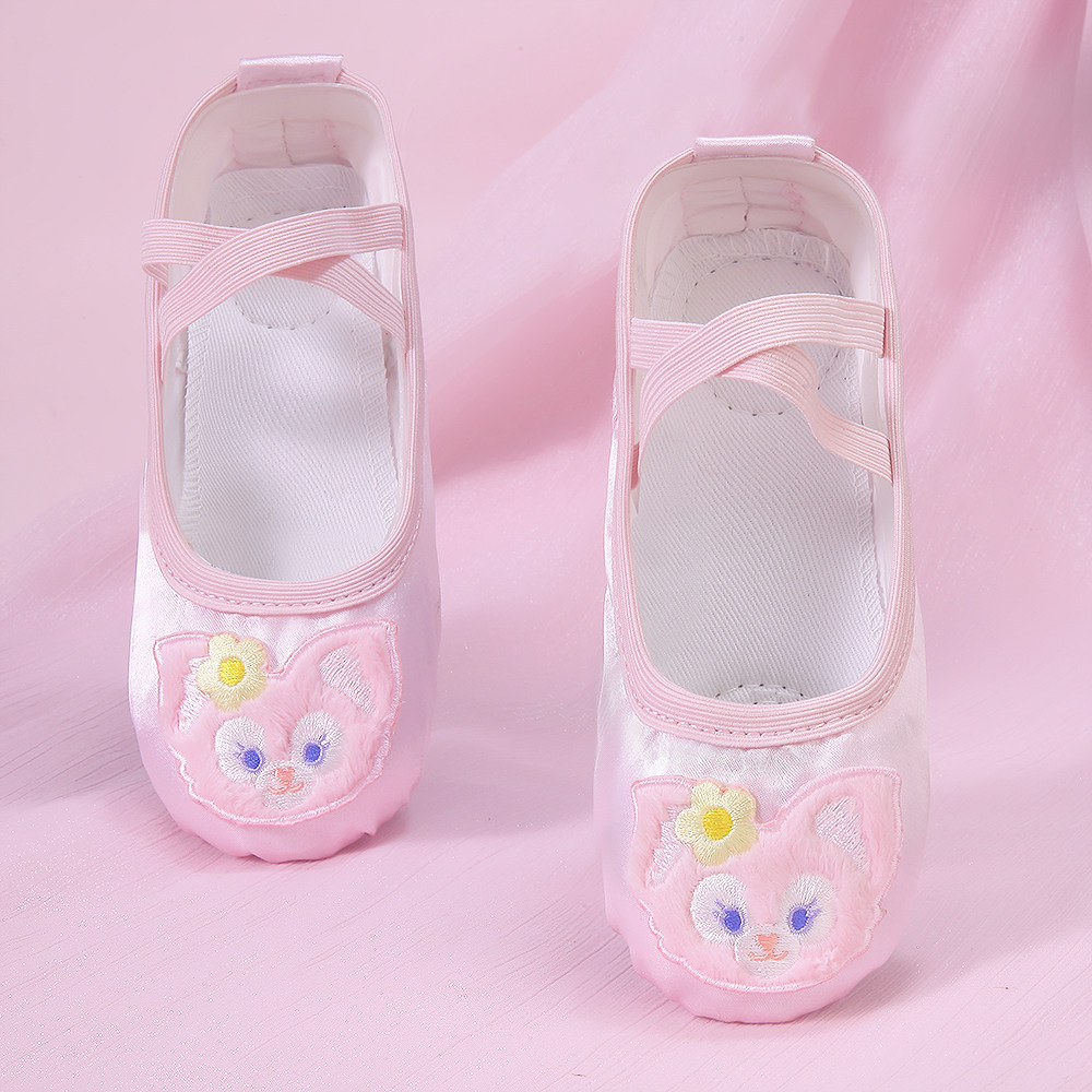 新款卡通可爱儿童女软底猫爪芭蕾跳舞中国练功幼儿园舞蹈鞋