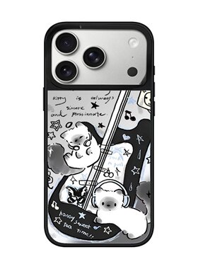 【韩国代购】星宇橙吉他猫猫镜面适用苹果17/16prmax手机壳iphone15plus保护套14/13/12pro磁吸Magsafe11潮牌