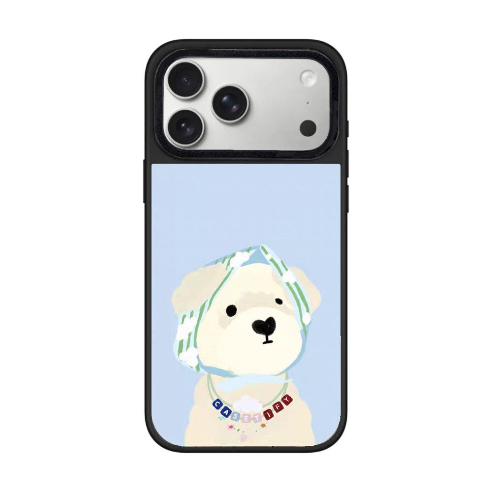 【韩国代购】新款镜面蓝底方巾贵宾犬适用苹果17promax手机壳iphone16/15/14pro/plus外壳13/12磁吸Magsafe11