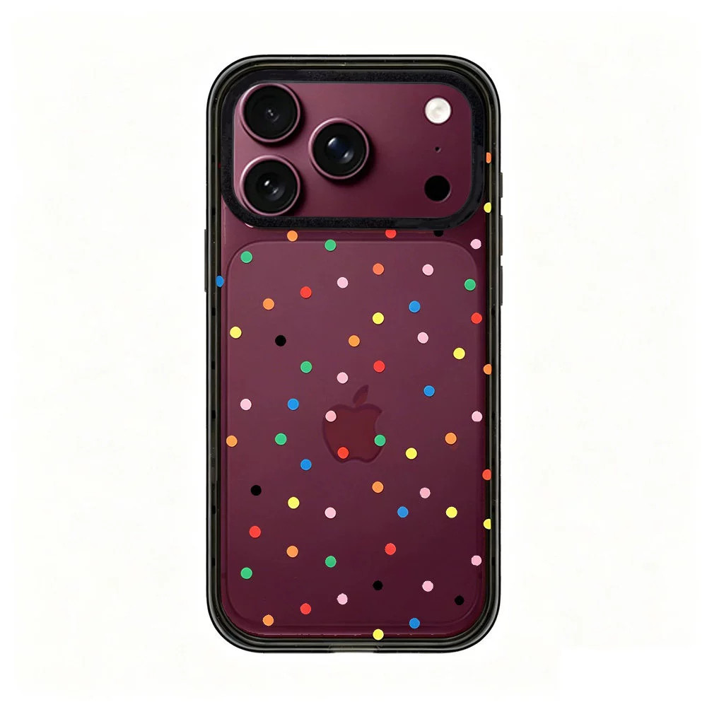 【韩国代购】勃艮第红樱桃红酒红彩色波点适用iphone18/17promx手机壳苹果16/15pro外壳苹果14/13磁吸Magsafe