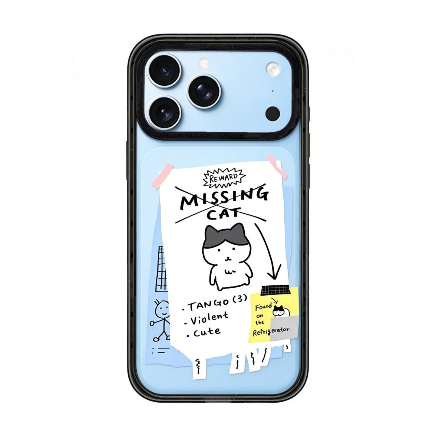 【韩国代购】新款浅蓝寻猫启事适用iphone18/17promx手机壳苹果16/15pro防摔外壳苹果14/13磁吸Magsafe12高级