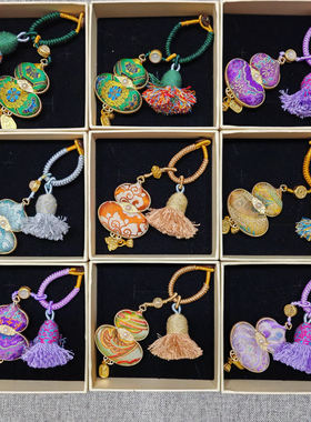 非遗宋锦纯手工定制成品名家宋锦葫芦挂件/包挂/车挂双面葫芦