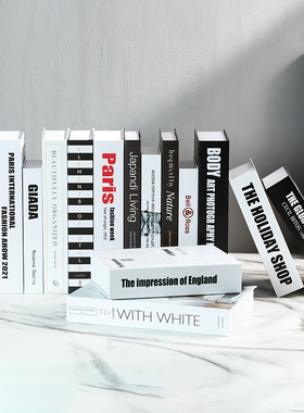 假书仿真书装饰品现代简约英文会所样板书房装饰摆件书模型盒子