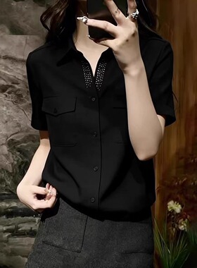 黑色高智感气质百搭通勤显瘦衬衫女装2026夏季新款御姐设计感上衣