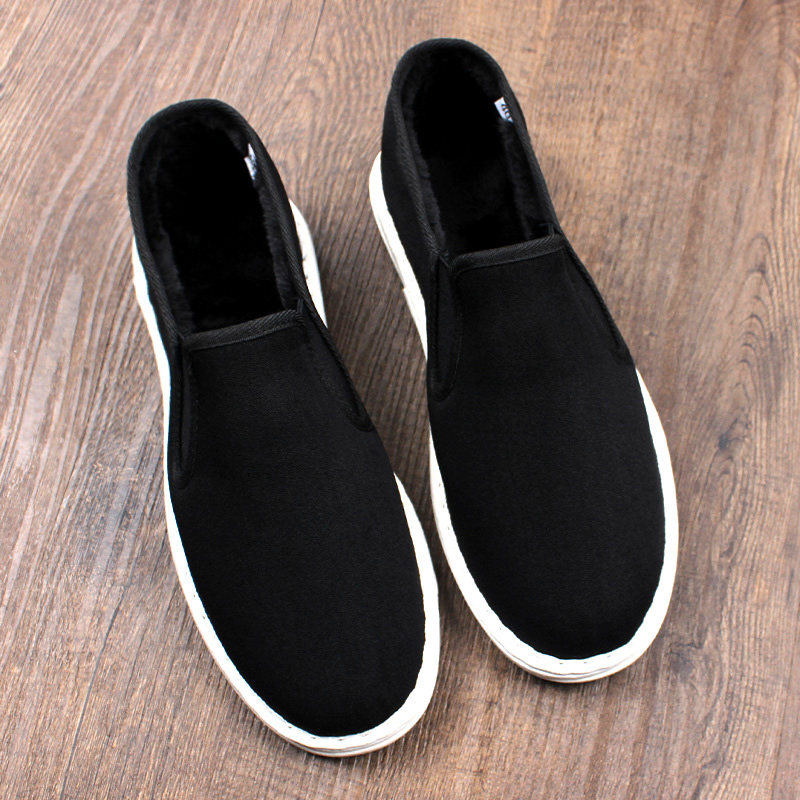 冬季新款加绒棉鞋男加厚保暖老北京布鞋一脚蹬耐磨防滑二棉布工地,流行男鞋,布鞋,淘宝优惠券,粉丝福利购,淘宝优惠卷