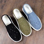 男款 高档老北京布鞋 手工千层底灯芯绒透气软底一脚蹬防滑 新款 夏季