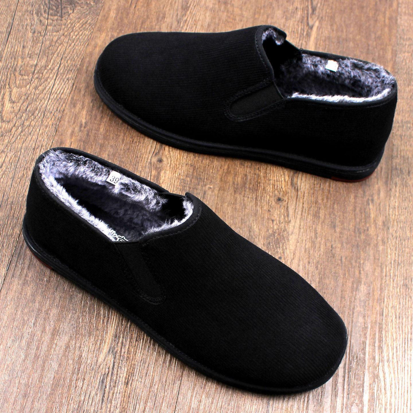 新款高帮棉鞋男老北京布鞋冬季加绒加厚灯芯绒软底保暖中帮一脚蹬