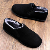 冬季 男老北京布鞋 加绒加厚灯芯绒软底保暖中帮一脚蹬 高帮棉鞋 新款