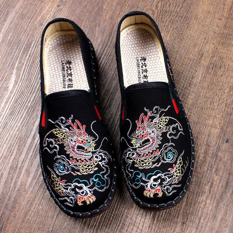 夏季新款老北京布鞋男高档牛筋底一脚蹬耐磨防滑工作软底透气休闲