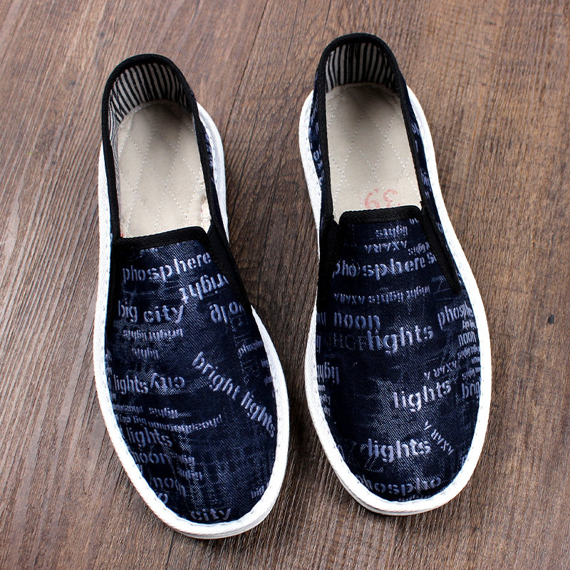 夏季新款老北京布鞋男款高端软底不累脚耐磨防滑千层底一脚蹬工地