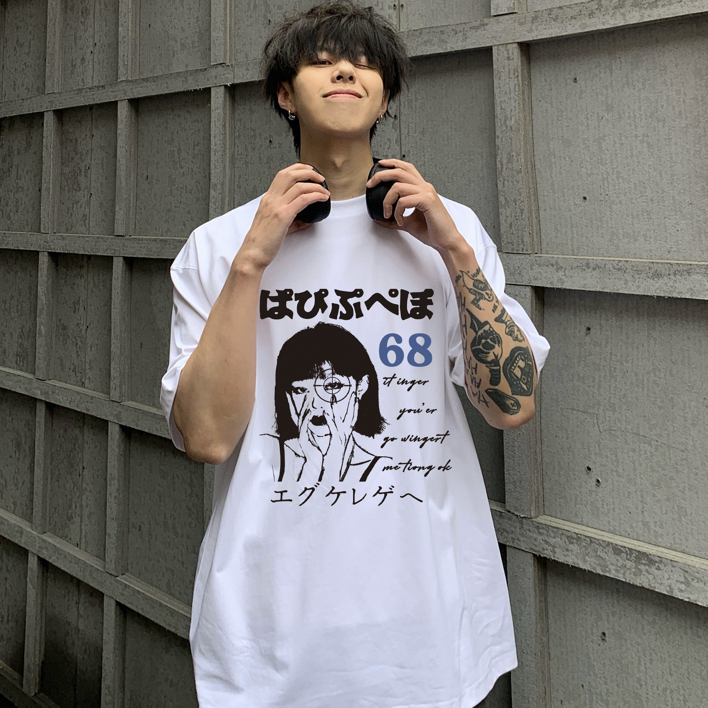 做旧动漫印花能立起来的280克重磅大版纯棉T恤特P25-AB99,男装T恤,星座805 (原301D-3)