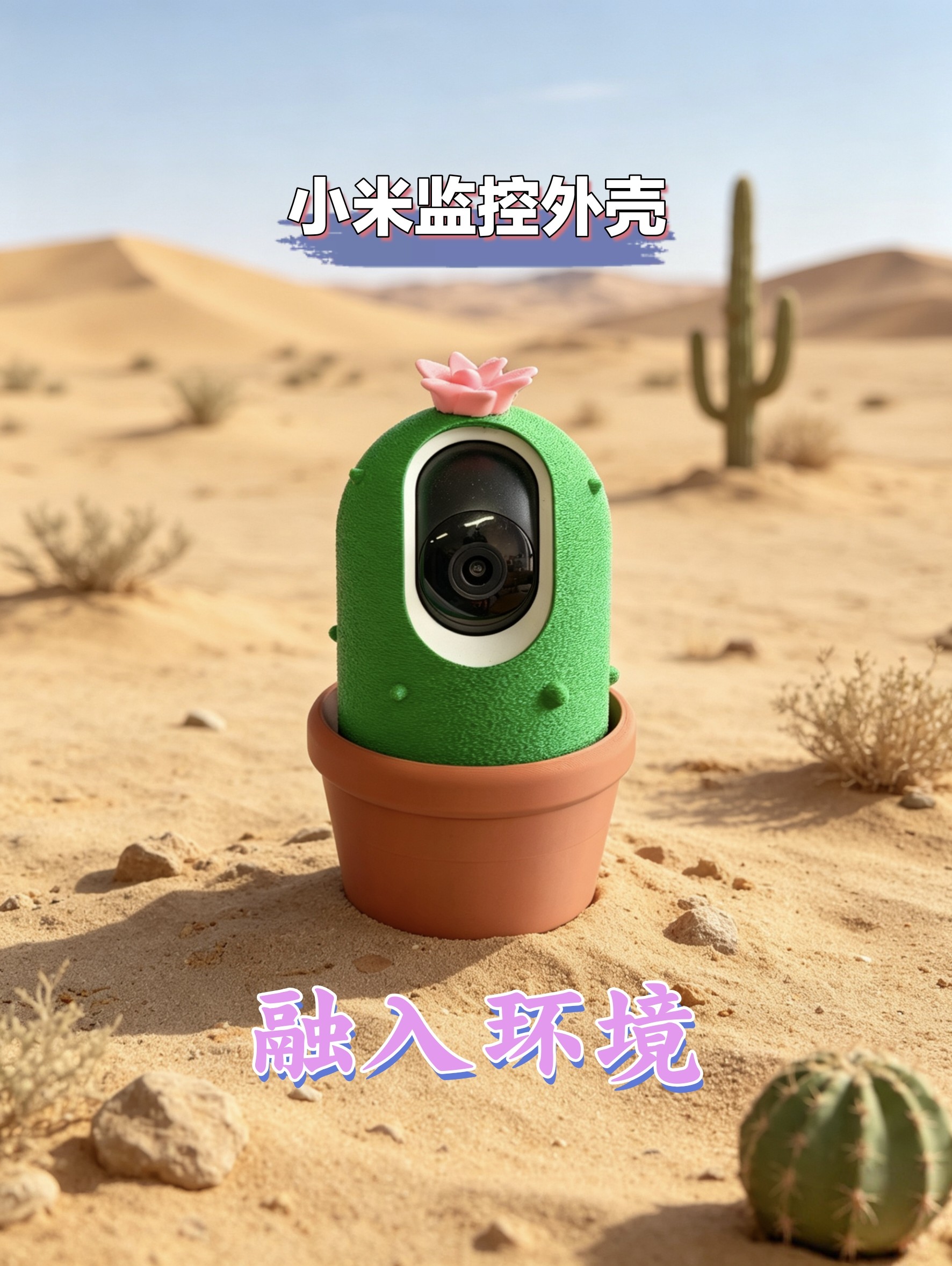 仙人掌监控外壳适用小米监控摄像头外壳 可爱仙人掌造型