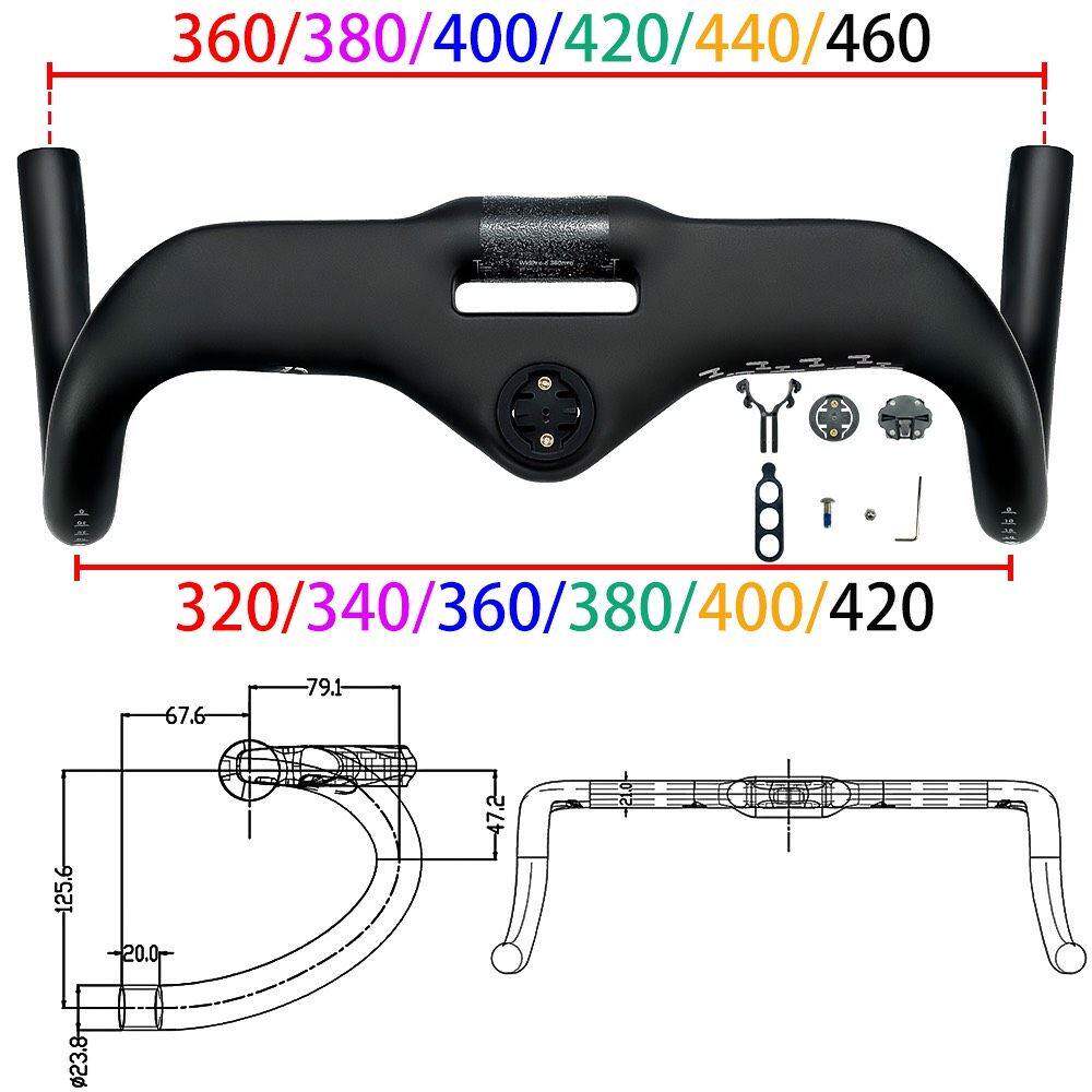 BALUGOE新款全内走线弯把带码表架碳纤维车把支持电变公路自行车