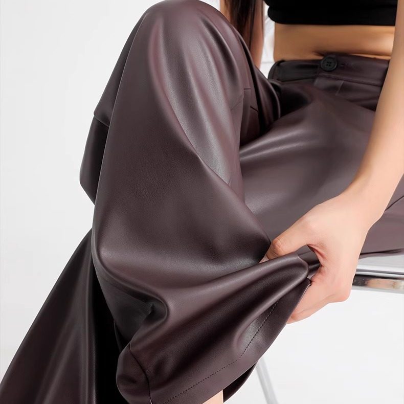 阔腿皮裤打底裤女外穿高腰加绒