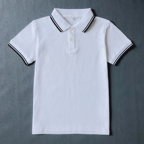儿童校服POLO衫白色短袖T恤班服