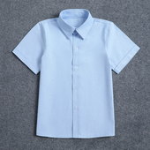 浅蓝色夏季 衬衫 男童女童园服班服上衣中大童学生衬衣 校服短袖 童装