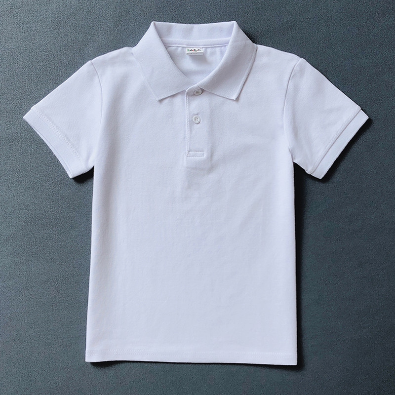 儿童白色短袖POLO衫夏季男女童纯棉半袖T恤中大童小学生校服园服
