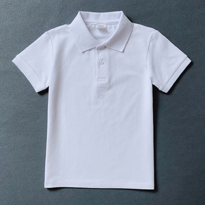 儿童白色短袖POLO衫夏季男女童纯棉半袖T恤中大童小学生校服园服