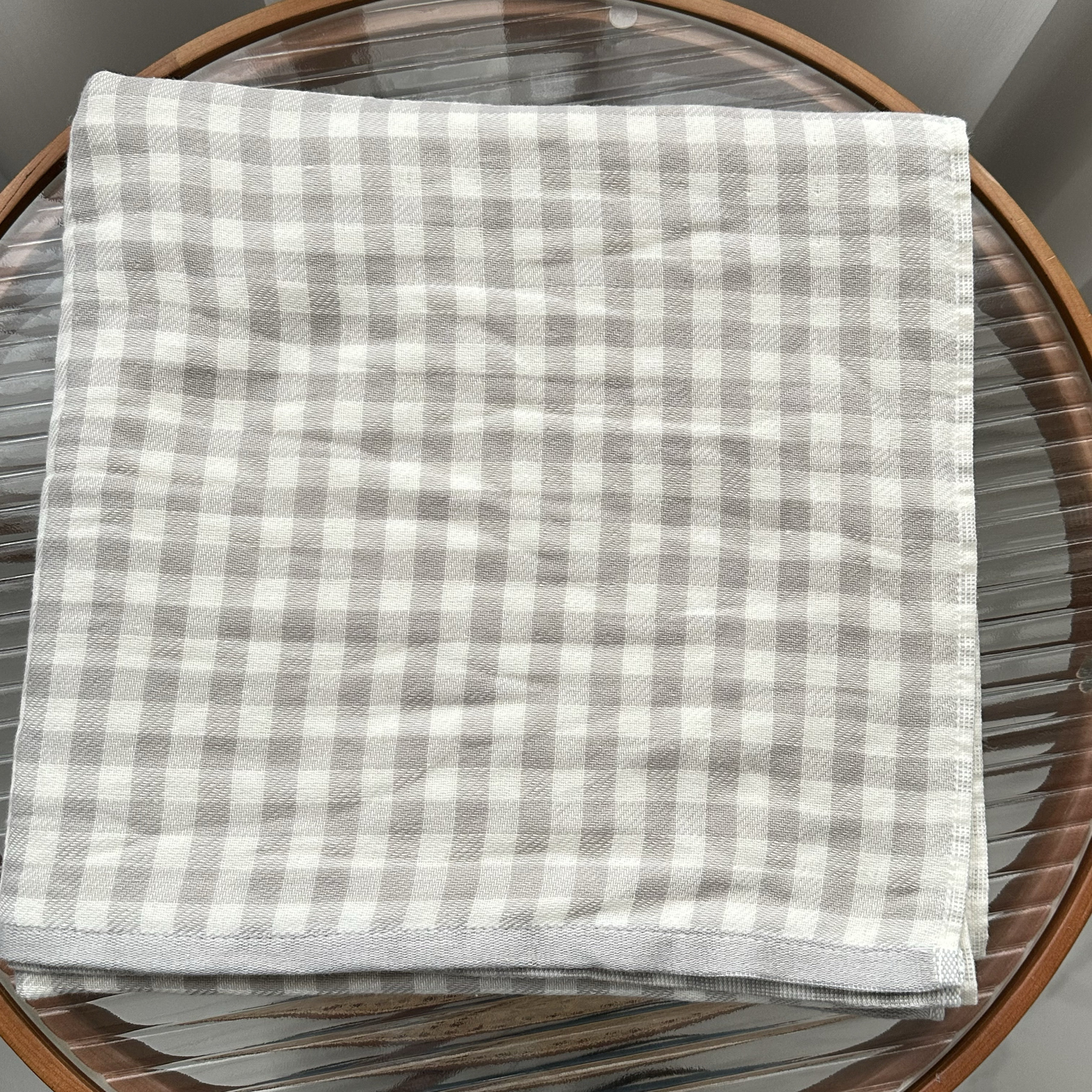 出口日本外贸余单纯纯棉方格纱布无捻纱柔软透气吸水无荧光剂浴巾