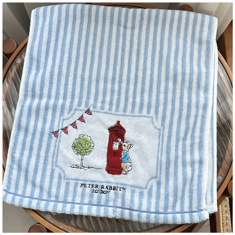 新品出口日本外贸余单全棉双面毛圈无荧光剂可爱柔软刺绣毛巾浴巾