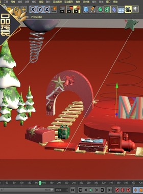 C4D动画源文件圣诞树刚体动力学样条约束动画工程学习交流参考