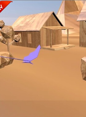 C4D折纸生长动画鸟摄像机样条房子场景源文件含材质贴图2024A66