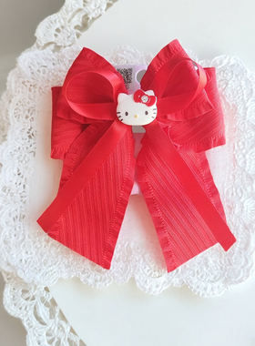 三丽鸥正版收取HelloKitty凯蒂猫红色蝴蝶结少女女童公主发饰发夹
