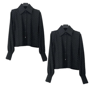 西格圣迪奥女秋冬季新款长袖小香风衬衣打底显瘦羊毛衬衫25320542