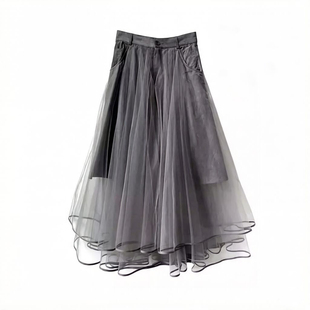 公主半身裙仙女裙 S·D优雅网纱大摆裙百搭中长款 2026春夏新款 女装
